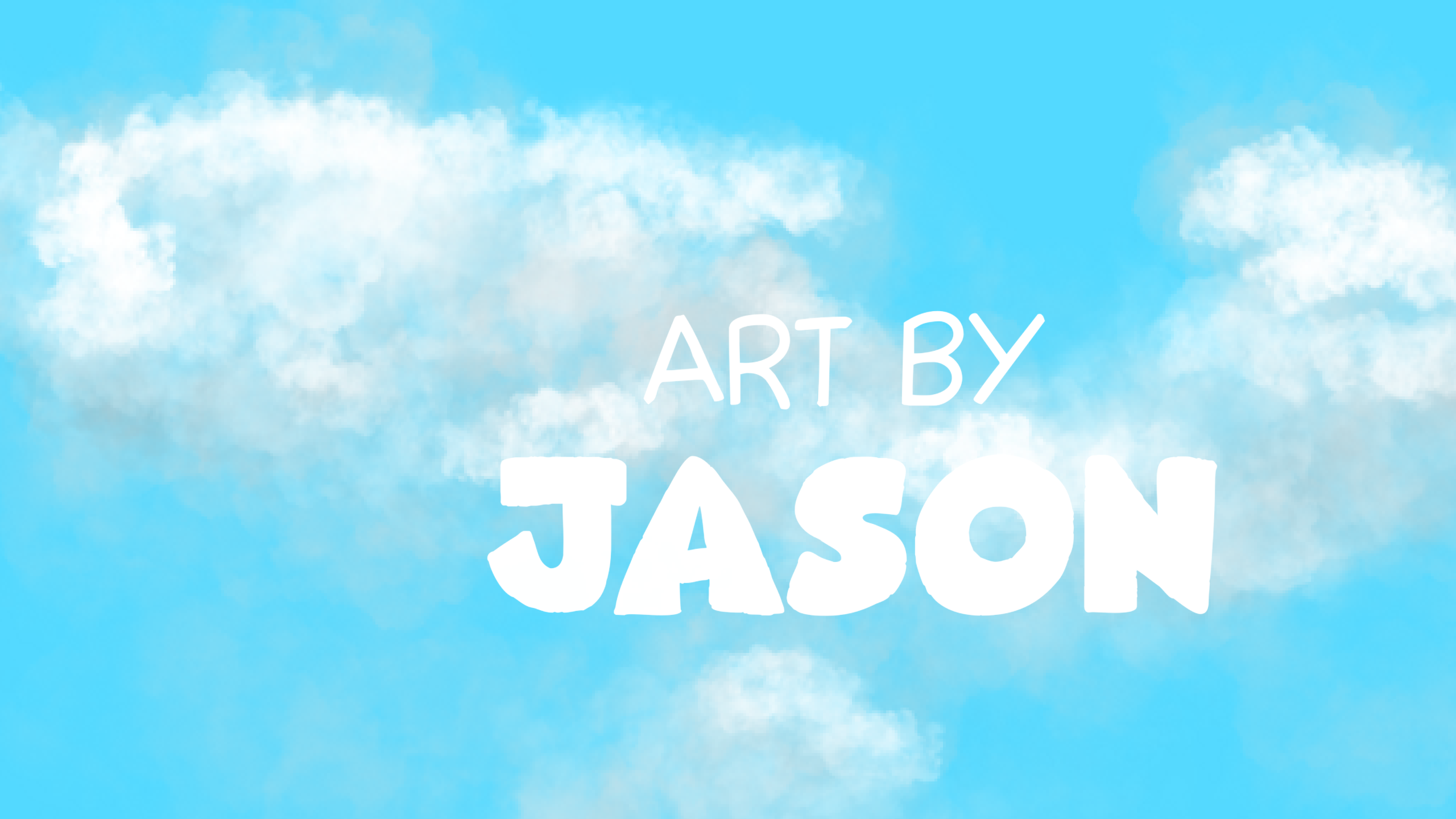 Fluffy white clouds float across a vivid cyan-blue sky; soft and dreamy with a realistic digital painting style, peaceful and airy.