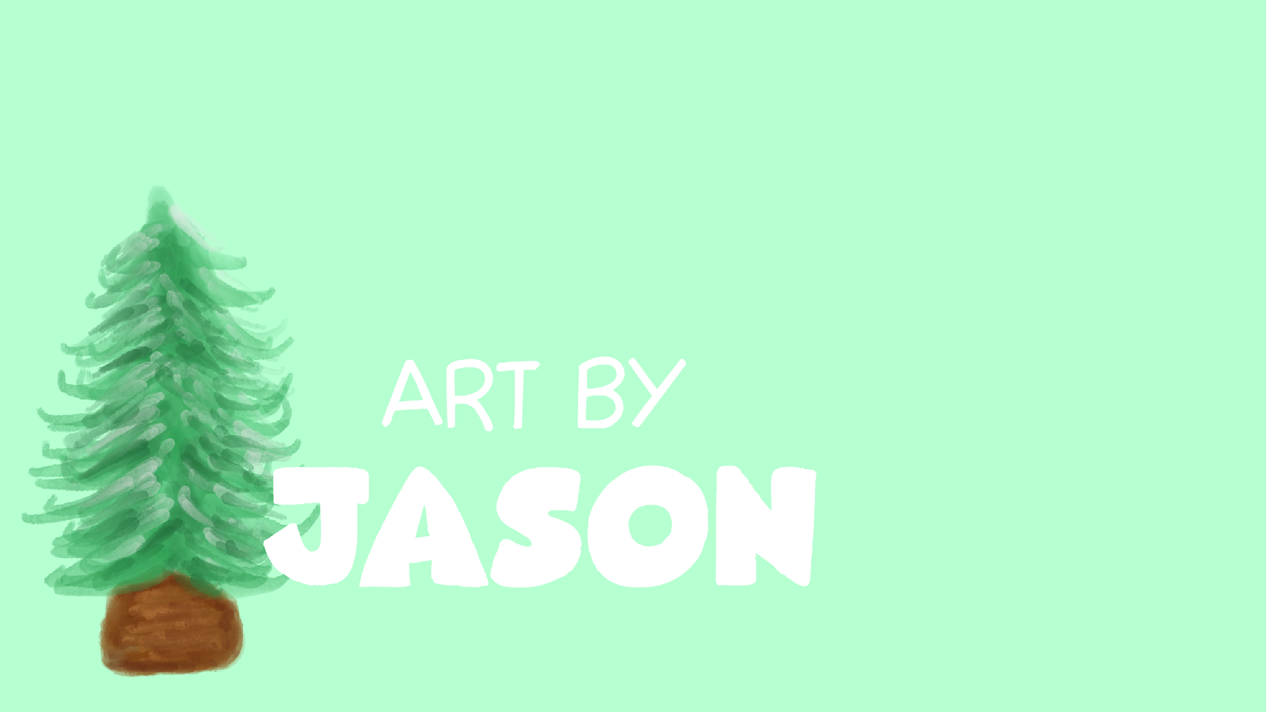 A lone small green watercolor pine tree sits in the lower-left of a pale mint-green background; minimalist and serene, with a soft, hand-painted feel.